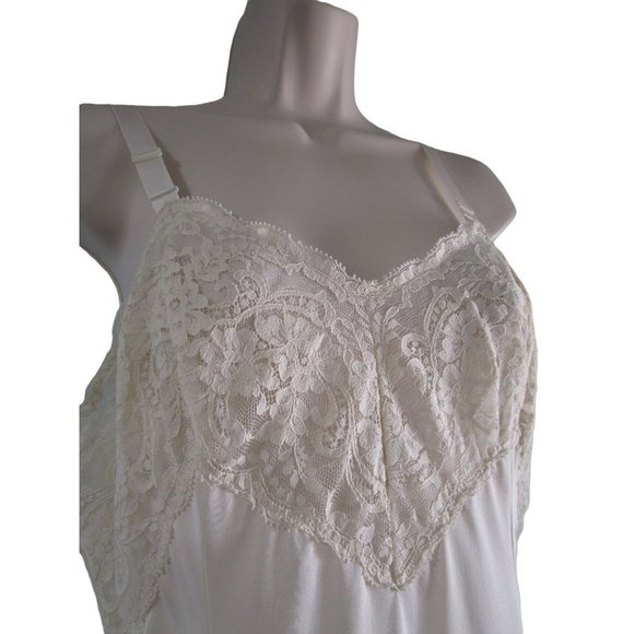 Vintage Wonder Maid Non Cling Full Slip Ivory Lined Lace Trim Sz 36  USA Made - Picture 4 of 12